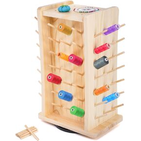 Tosnail 93 Spools 360° Rotating Thread Holder, Wooden Thread Organizers and Storage, Thread Stand Rack for Sewing, Embroidery, Hair Braiding, Quilting, Jewelry