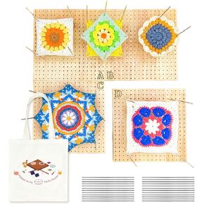 SGIBYN 18" x 18" Crochet Blocking Board 4-in-1, Magnetic Splicing Crochet Granny Square Blocking Board with 40 5.9" Pegs, Large Blocking Boards Mats for Crochet Knitting Projects,Gifts for Crocheters