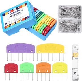 130 Pcs Knit Blockers, Knit Blocking Combs for Blocking, Rainbow Knit Blocking Combs Pins for Crocheting and Tape Measure Ruler, Knitting Block Pins Tool for Blocking Mats
