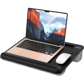 Besign LT08 Laptop Stand, Portable Lap Desk with Pillow Cushion, Fits up to 14 inch Laptop, with Anti-Slip Strip for Desk, Sofa & Bed, Black and Gray
