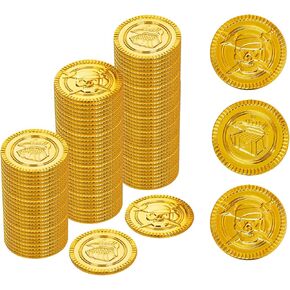 120 Pieces Plastic Pirate Coins,Fake Gold Coin for Halloween,St. Patrick's Day,Treasure Hunts,Party Favors