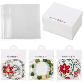 100 Pcs Jewelry Bags for Selling, Jewelry Packaging for Small Business Jewelry Bags Clear Plastic Display Cards for Selling Small Business Packaging Supplies for Bracelets,Necklace, Keychain, Earring