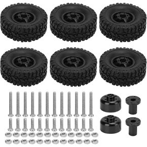 plplaaoo RC Car Wheels, RC Vehicle Wheels & Tires,RC Rubber Tires with Aluminum Alloy Wheel Hub for WPL C14 C24 C34 C44 B14 B24 B16 B36 4WD Car Model,RC Car Accessories(Black),WPL C14 Upgrades