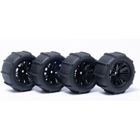 RC Sand Paddle Tires & Wheels 12mm Hex, 3 inch Diameter Snow Tyre Set(4pcs)