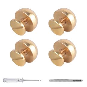 8 Sets Purse Hardware Brass Studs 12mm Round Metal Solid Brass Studs Screw Back Feet Gold Rivets Stud Handbag Purse Feet for Clothing Shoes Belts Bags Hats