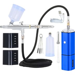 COLOR PEAK Airbrush Kit with Compressor Cordless Dual Action Airbrush Set Rechargeable Detachable Air Brush Gun Portable Airbrush Kit for Makeup Art Painting Craft Cake Tattoo Model Barber