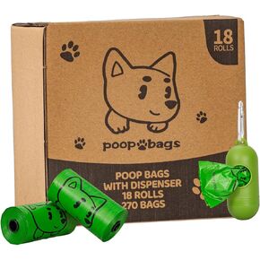 Dog Poop Bags With Dispenser, Strong and Leak-proof Waste Bags for Pets, Floral Scented, 270 Count (18 Packs of 15), 13 Inch x 9 Inch (Orange)
