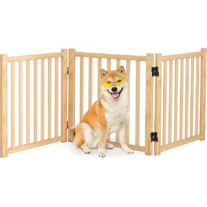 Solid Wood Freestanding Pet Gate,Nature Wood Dog Gates for Doorways The House,Pet Gate for Stairs,Freestanding Indoor Gate Safety Fence,16.9" Height-6 Panels