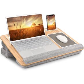 Lap Laptop Desk, Adjustable Angle Lap Desk with Cushion Fits up to 17 inch Laptop, Soft Lap Pad, Storage Function, Wrist Rest, Tablet Slot, Portable Handle, Book Lap Stand for Adult Teen Student