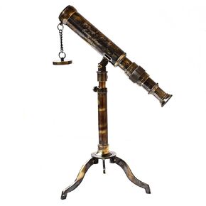 التلسكوب البحري W. Ottway London 1915 Vintage Stand Brass Antique Telescope with Brass Tripod Home & Office Decor