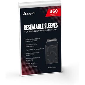 Rayvol Resealable Bags for NGC Coins – Durable, Clear Coin Holders for Safe Storage & Organization – Perfect for Collectors and Dealer (360 Count)