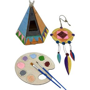 DIY Wooden Birdhouse & Bird Feeder Coloring Kit – Tepee Tent Design - Paintable Craft Set with Colors & Brushes - Fun Kids & Adults & Bird Lover Activity - Outdoor Garden Decoration - Creative Gift