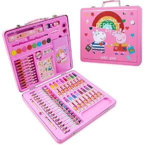 Peppa Pig Colored Pencils Art Supplies Kids Drawing Kit School Supplies Painting Kit Girls Drawing Pencils Art Kit Travel Case with Crayons Arts and Crafts for Kids 4-12