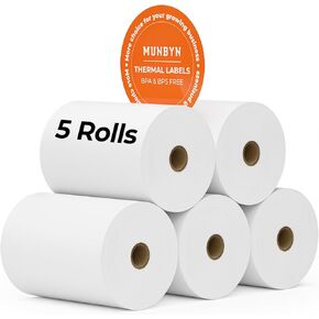 MUNBYN 2 1/4" X 85' Thermal Receipt Paper (5 Rolls) Cash Register Paper Rolls Fits for Most Credit Card Terminals, Verifone VX510 VX570 FD50 T4220, BPA Free