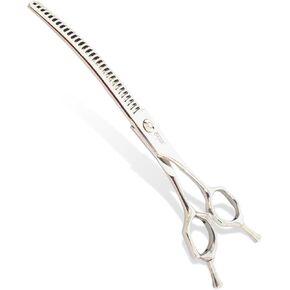 Professional Dog Grooming Scissors, Japanese 440C Stainless Steel, 62 HRC Hardness, Curved Chunker