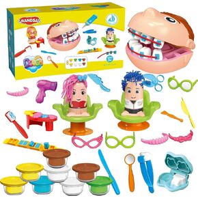 Dentist Playdough Set,Playdough Hair Salon,Playdough Sets for Kids Ages 2-4, Playful Playdough Dentist & Hair Salon Toys Set - Dentist Play Set & Kids' Accessories for Creative Role Play
