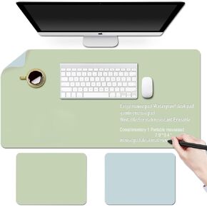 Erasable writable(Frontside) Table mat,Dual Sided Desk Mat, Large Mouse Pad, Notepad, Writing White Board (Includes 7.9"x9.4" Portable Mousepad)