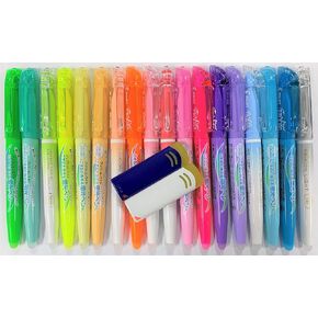 Pilot FriXion Highlighters 18 Colors & FriXion Erasers 2 Colors with Original Vinyl Pen Case