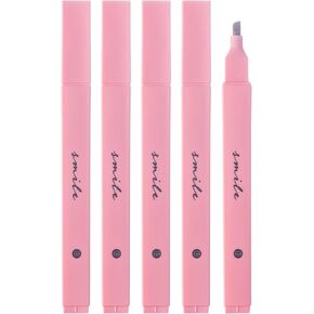 DIVERSEBEE Bible Highlighters with Soft Chisel Tip, 5 Pack Single Color Pens No Bleed, Quick Dry, Cute Aesthetic Markers for Bible Study Journaling Supplies (Pink)