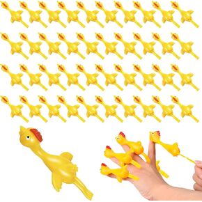 40 Pcs Flying Chicken Slingshot Party Favors for Kids Adults, Bulk Gag Goodie Bags Stuffers for Kids, Rubber Chickens Sling Shot, Funny Gag Gifts for Prankster, Carnival Prizes, Prank, Rave