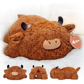 Weighted Highland Cow Plush, Weighted Stuffed Animals 4.0 Lbs, Weighted Cow Plush for Kids, Highland Cow Stuffed Animals, Weighted Plush Toy Birthday Gifts for Women, Girls and Males (23 inch)