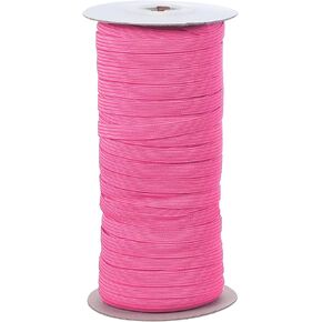 PATIKIL Elastic Bands 1/4 Inch x 50 Yards, Polyester Flat Elastic Cord Stretch Strap for Sewing Crafting DIY, Rose Red
