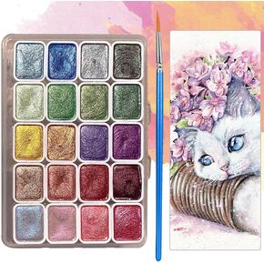 Forestry Shifting Watercolor Painting Set,20 Colors Watercolor Painting Set Shifting Watercolor Painting,Shimmer Metallic Colourful Paints Set,Metallic Watercolor Paint Set for Art Painting-2PCS