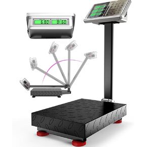 660lb Industrial Floor Platform Scale with 90°-135° Rotate Double Sided Display Weight Computing Digital Scale Platform Scale LB/KG for Luggage Shipping Package Computing