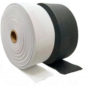 2" (51mm) White + Black, 20 Yard Combo (10 + 10) - Knitted Elastic, High Elasticity, Waistband, Comfort- US Made 20 Yards