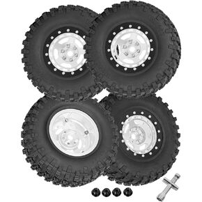 Aluminium 2.2in(115 * 45MM) Wheels&Wheel Rim Tires Beadlock Wheel Upgrades Part for 1/10 SCX10 SCX10II SCX10III 90046 TRX4 D90.Wheel Hub Rim.(4PCS).Silver