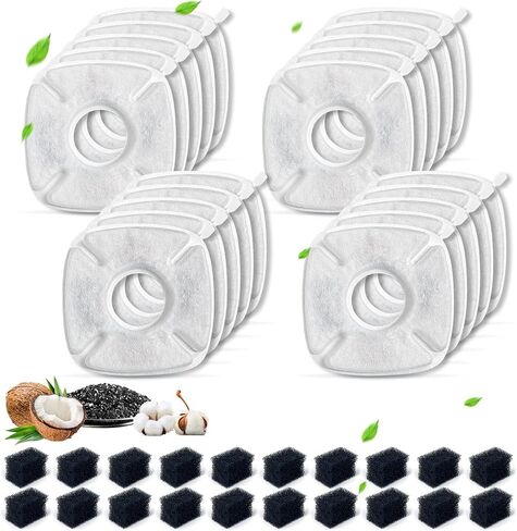 40 Pack Cat Water Fountain Filters Replacement,Compatible with VEKEN® for 67 oz/2L, 85 oz/2.5L, 95 oz/2.5L, 135 oz/4L Automatic Pet Fountain (20Replacement Filters + 20 Pre-Filter Sponges) in Kuwait