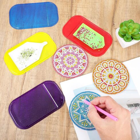 Xinjoduz 6 PCS Diamond Art Mat Pad Anti Slip Pad ، Diamond Art Diy Diam Miamond Streshy Treshy Laink Tools Diamond Non-Slip Universal Pad Pad kits for البالغين الماس 5D ملحقات الطلاء (6 لون) in Saudi Arabia