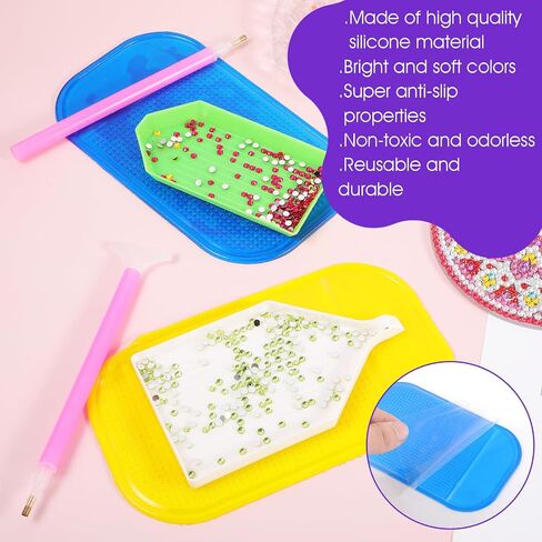 Xinjoduz 6 PCS Diamond Art Mat Pad Anti Slip Pad ، Diamond Art Diy Diam Miamond Streshy Treshy Laink Tools Diamond Non-Slip Universal Pad Pad kits for البالغين الماس 5D ملحقات الطلاء (6 لون) in Saudi Arabia