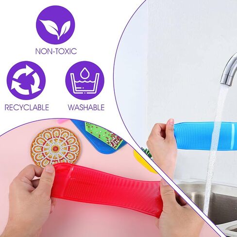 Xinjoduz 6 PCS Diamond Art Mat Pad Anti Slip Pad ، Diamond Art Diy Diam Miamond Streshy Treshy Laink Tools Diamond Non-Slip Universal Pad Pad kits for البالغين الماس 5D ملحقات الطلاء (6 لون) in Saudi Arabia