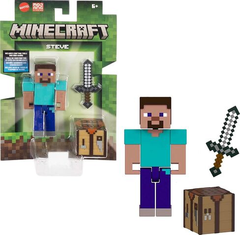 Mattel Minecraft Action Figure & Accessories 2 عبوة مع Steve في مقياس 3.25 بوصة ، مجموعة لعبة قابلة للتحصيل in Saudi Arabia