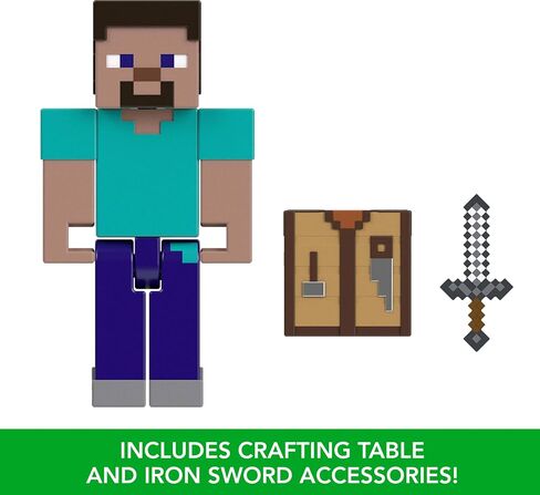Mattel Minecraft Action Figure & Accessories 2 عبوة مع Steve في مقياس 3.25 بوصة ، مجموعة لعبة قابلة للتحصيل in Saudi Arabia