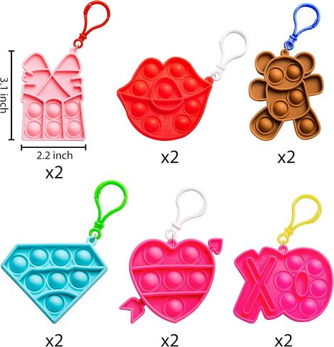 Joyin 12 PCS Valentine Pop Bubble Toys -chiewkain ، وضغط تخفيف الإجهاد للأطفال البالغين ، وفضل حفلات عيد الحب ، وهدايا عيد الحب ، وتبادل عيد الحب في الفصل الدراسي in Kuwait