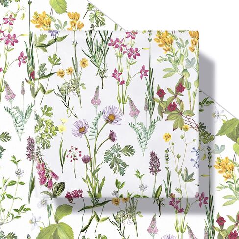 RUSPEPA Floral Wrapping Paper Roll for Women Girls, Mini Roll, Elegant Wild Flower Design Gift Wrap Paper Perfect for Birthdays, Bridal Shower, Spring, Wedding, Mother's Day, 17 Inch x 16.4 Feet in Kuwait