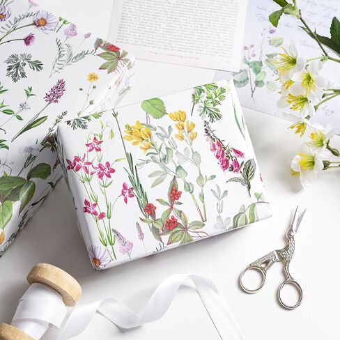 RUSPEPA Floral Wrapping Paper Roll for Women Girls, Mini Roll, Elegant Wild Flower Design Gift Wrap Paper Perfect for Birthdays, Bridal Shower, Spring, Wedding, Mother's Day, 17 Inch x 16.4 Feet in Kuwait