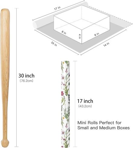 RUSPEPA Floral Wrapping Paper Roll for Women Girls, Mini Roll, Elegant Wild Flower Design Gift Wrap Paper Perfect for Birthdays, Bridal Shower, Spring, Wedding, Mother's Day, 17 Inch x 16.4 Feet in Kuwait
