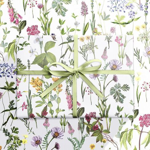 RUSPEPA Floral Wrapping Paper Roll for Women Girls, Mini Roll, Elegant Wild Flower Design Gift Wrap Paper Perfect for Birthdays, Bridal Shower, Spring, Wedding, Mother's Day, 17 Inch x 16.4 Feet in Kuwait