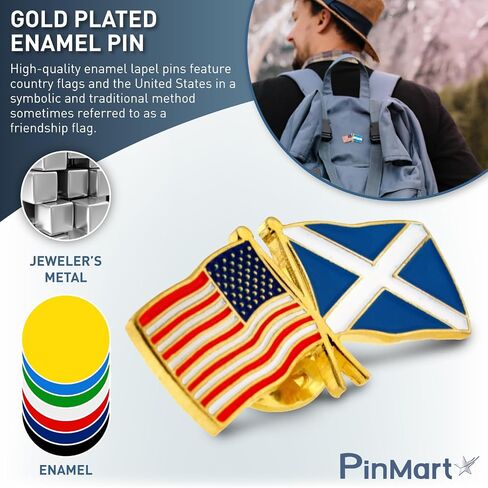 PinMart‘s USA and Canada Crossed Friendship Flag Enamel Lapel Pin - Country Flags Pins For Hats, Jackets, and Backpacks in Saudi Arabia
