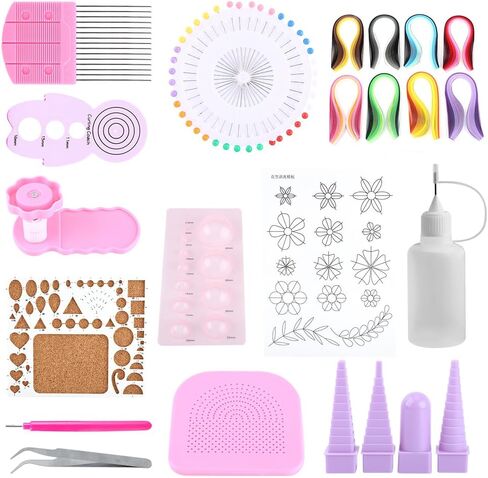 Hilitand Paper Quilling Kit, DIY Quilling Paper Craft Rolling Set Slotted Tools Strips Tweezer for Decoration in Saudi Arabia