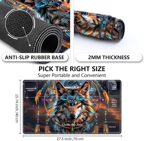 Playmat for MTG ، حصيرة اللعبة 27.5 × 15.74 بوصة ، ودعم غير متكافئ TCG وحصيرة ألعاب اللوح للبطاقات ، والفطر المكتبي Mousepad Skull in Kuwait