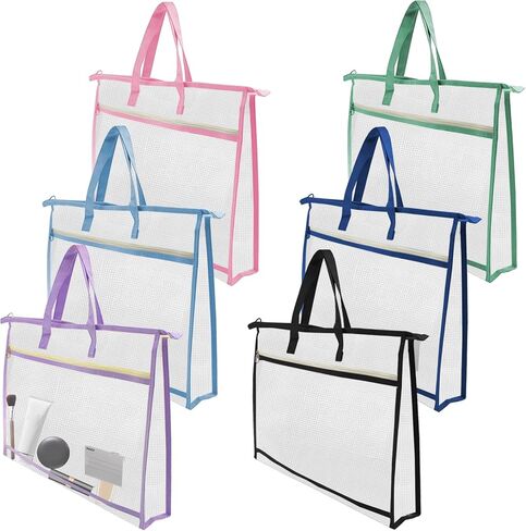3 Pcs A3 Project Bags for Quilting Craft Project Bag Clear Mesh Sewing Project Bag with Zipper Handles&Pockets for Artworks Charts and Teaching Material in Kuwait