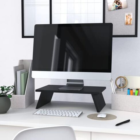 U Brands Zen Monitor Stand, Desktop Accessories, Black, 16.93" L x 11.02" H x 1.3 W in Kuwait