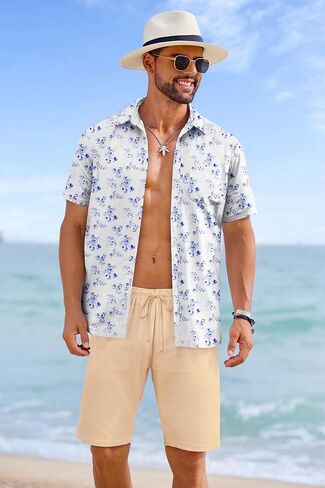 شورت رجالي كاجوال من COOFANDY برباط خصر مطاطي خفيف الوزن ومطاط للصيف مع جيوب in Kuwait