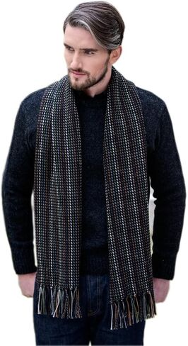 Mucros Weavers Alpaca Irish Scarf – Black And Gray Herringbone, Gray, One size in Saudi Arabia