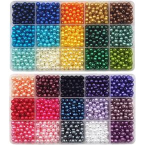 5400 Pieces 4mm Pearl Beads 30 Colors Plastic Spacers Beads for Jewelry Making and Crafting