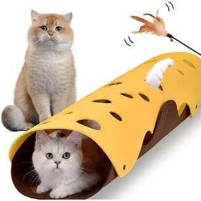 Interactive Cat Toys for Indoor Cats - Multifunctional Felt Cat Tunnel & Bed with Temperature Locking Material - Enrichment for Indoor Cats - Modern Design Cat Beds & Tunnels